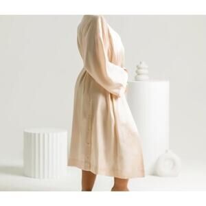 Ettitude Robe Womens 2XL Beige Kimono Sleeve CleanBamboo Tie Waist